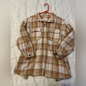 Pink and Brown Plaid Flannel (w/ Pockets!)